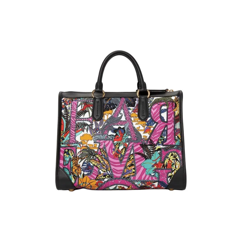 FERRAGAMO Nylon Shoulder Bag Crossbody Bag Handbag Medium Size Women's Black & Multicolor-4