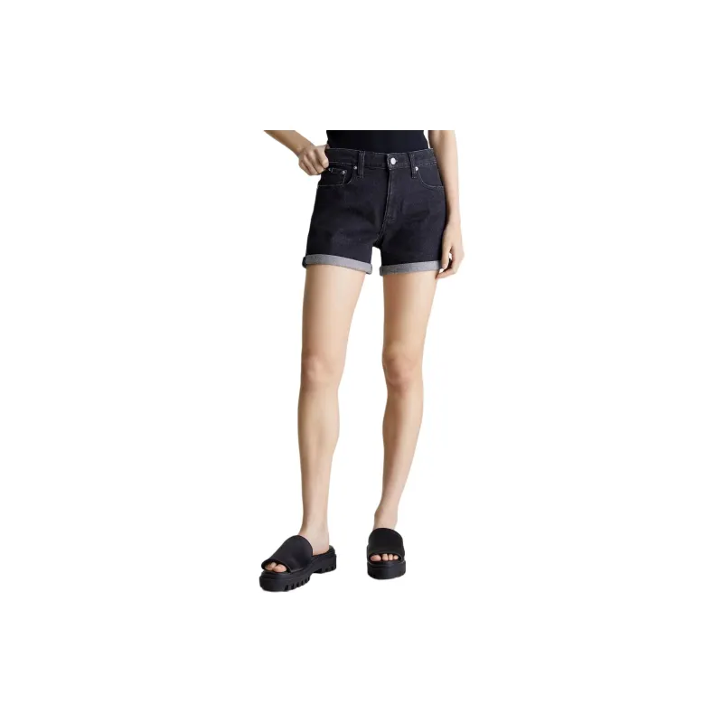 CALVIN KLEIN Denim Shorts Europe Version Women's Black-2