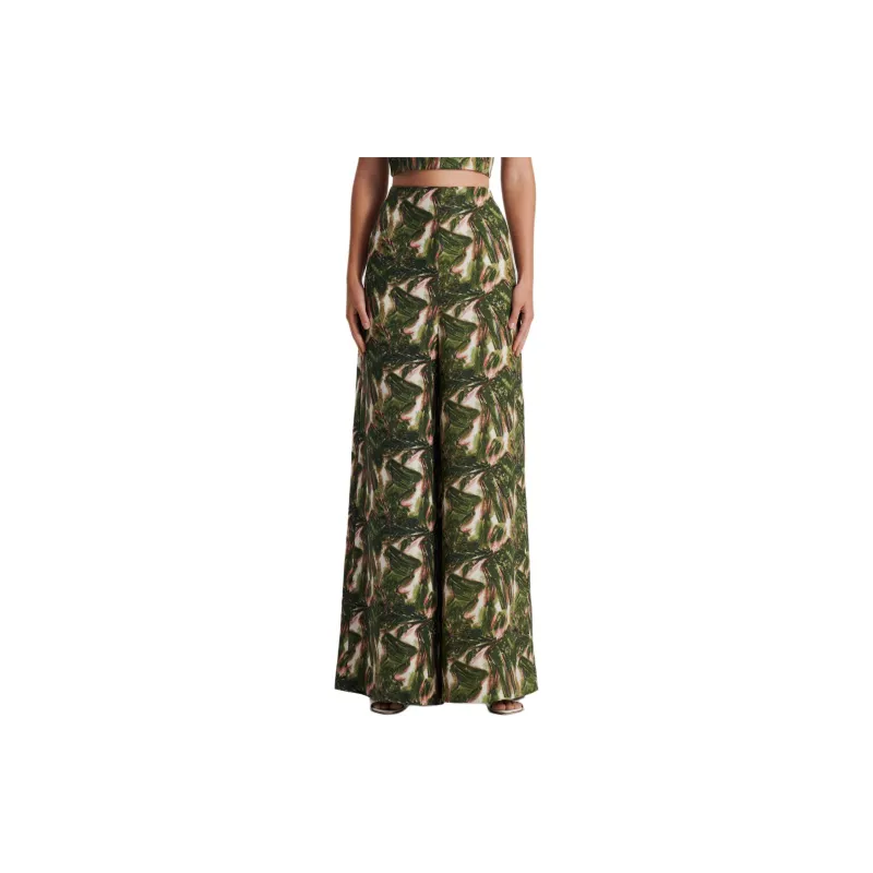 SCANLAN THEODORE Italian Printed Linen Trouser Casual Pants Women's Khaki/Khaki-1