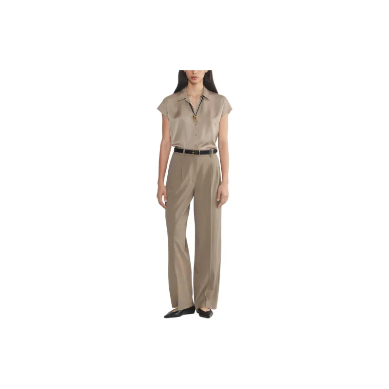 ARITZIA Babaton Parkway Satin Shirt Shirt Women's Nomad Taupe/Nomad Gray Umber-1