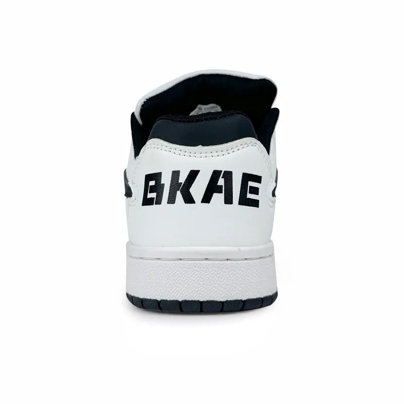 BKAE Slip Resistant Water Resistant Low Top Skateboard Shoes Unisex White Black-4