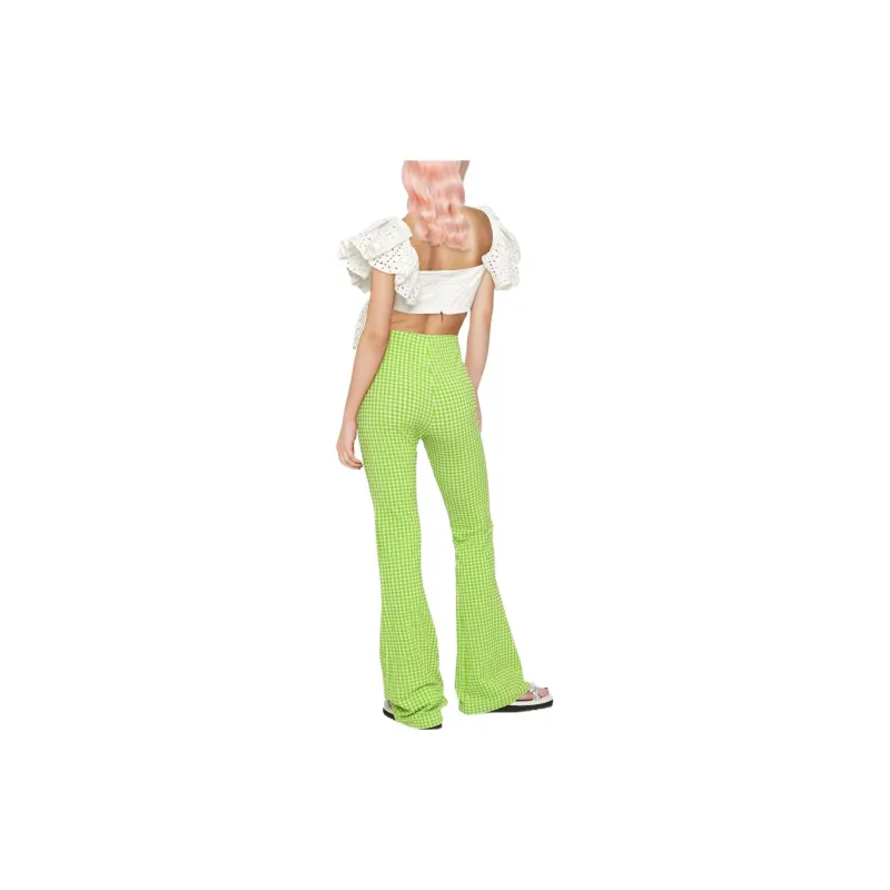 MSGM High Waisted Checked Flared Pants-3