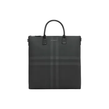 Burberry Artificial Leather Tote Bag Shopping Bag Handbag Men's Charcoal Gray