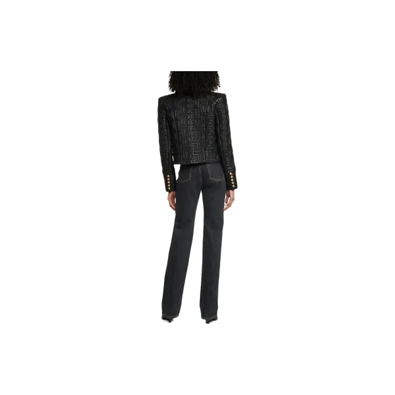 BALMAIN SS22 Leather Jackets Coats Women's Black-1