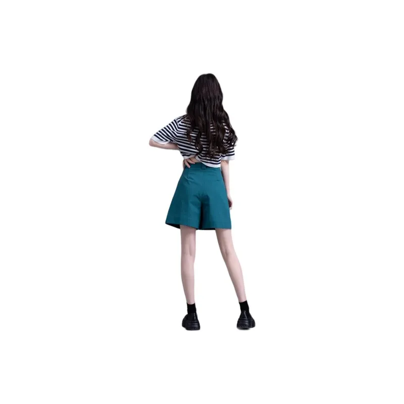 You Cow Me Pants Casual Shorts Women's Turkish Blue-2
