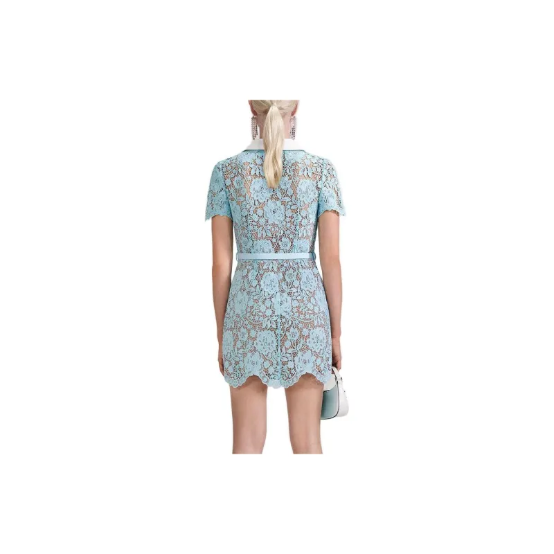 Self portrait Short Sleeved Dresses Women's Misty Blue-3