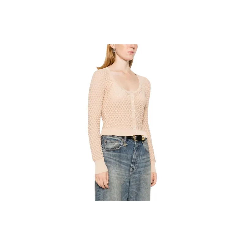 Chloé Cropped Pointelle knit Cardigan-3