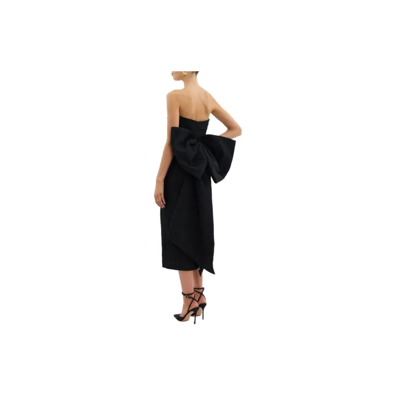 Rebecca Vallance Helene Oversize bow Strapless Midi Dress-2