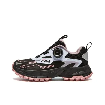 FILA KIDS BOA Breathable Low Top Kids' Running Shoes Black Red Teenagers