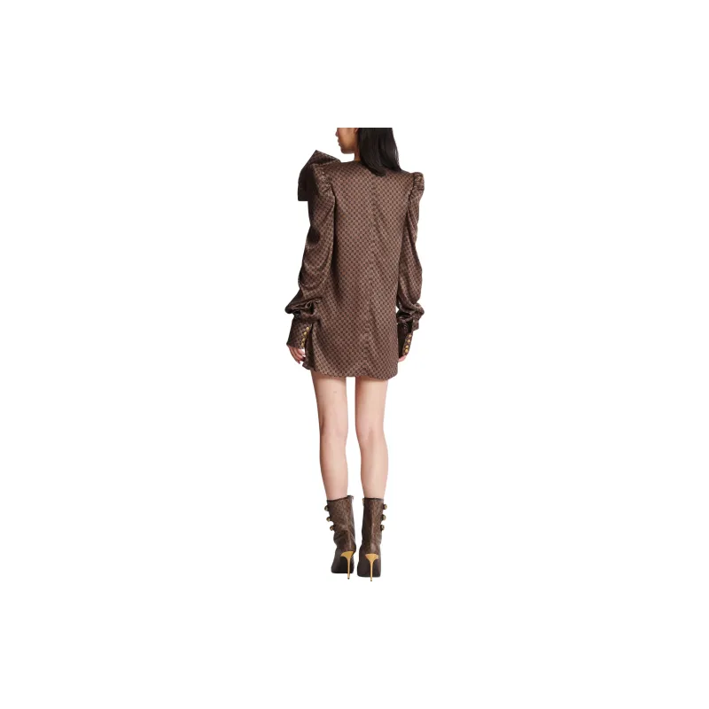 BALMAIN Bow embellished Monogram print Minidress-1