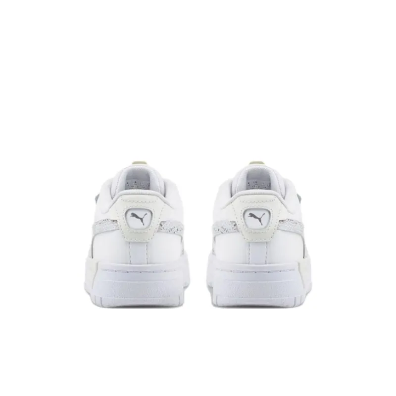 PUMA Cali Series Durable Breathable Low Top Skateboard Shoes White Gray Kids'-3