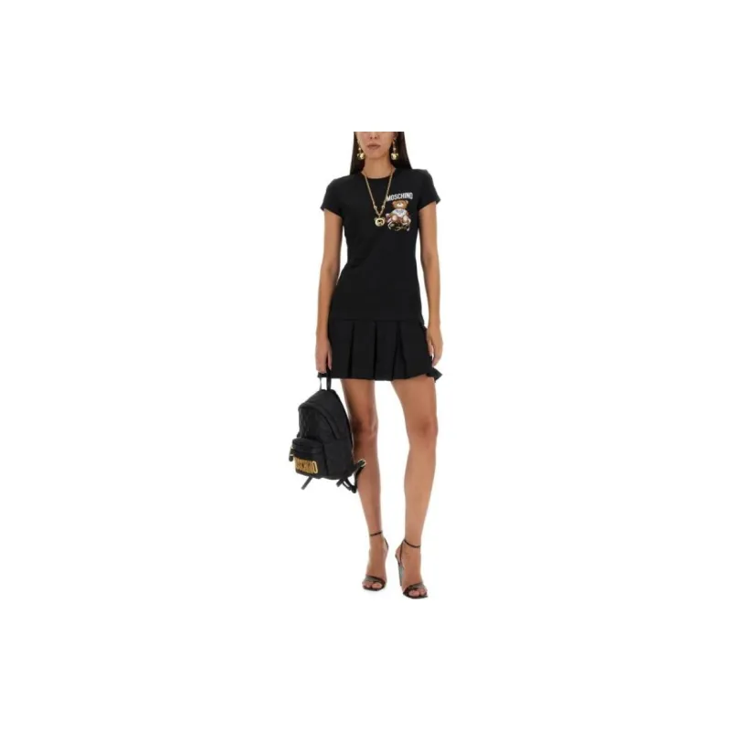 MOSCHINO Short Sleeved Dresses Women's Black-1