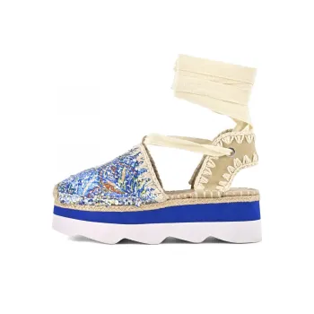 MOU Espa Casual Single Shoes 5.5cm Women's Blue Beige