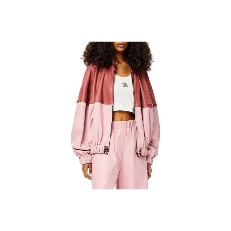 LOEWE Leather Bomber Jacket 'Pink'-2