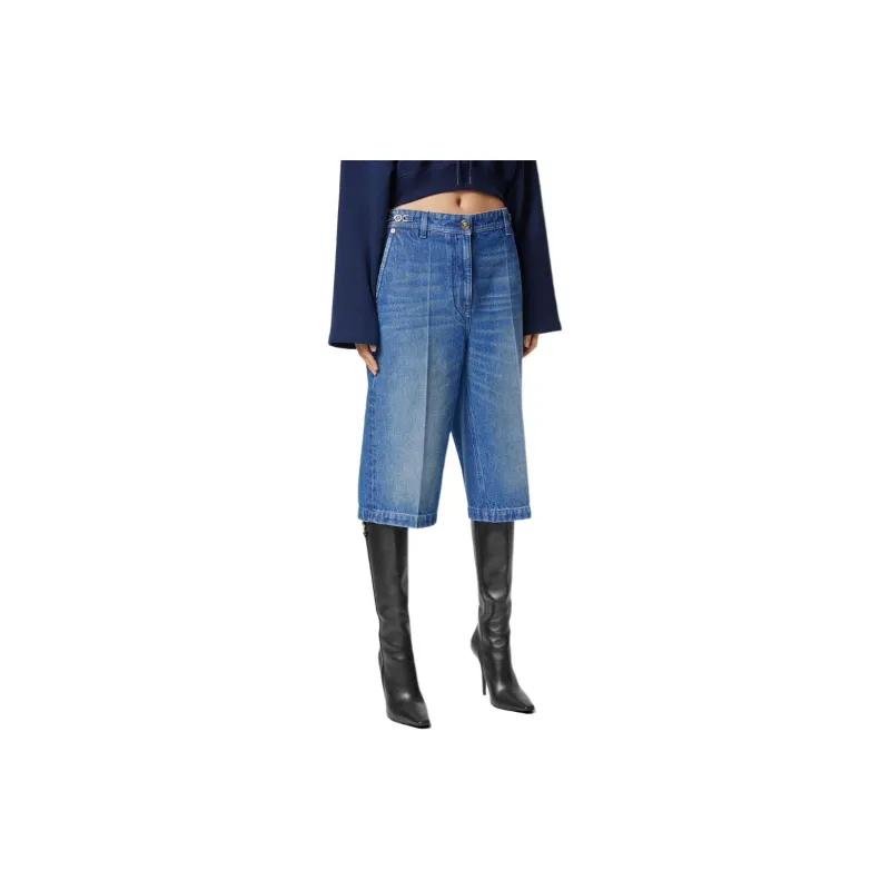 VERSACE SS24 Denim Shorts Women's Pink Blue-3