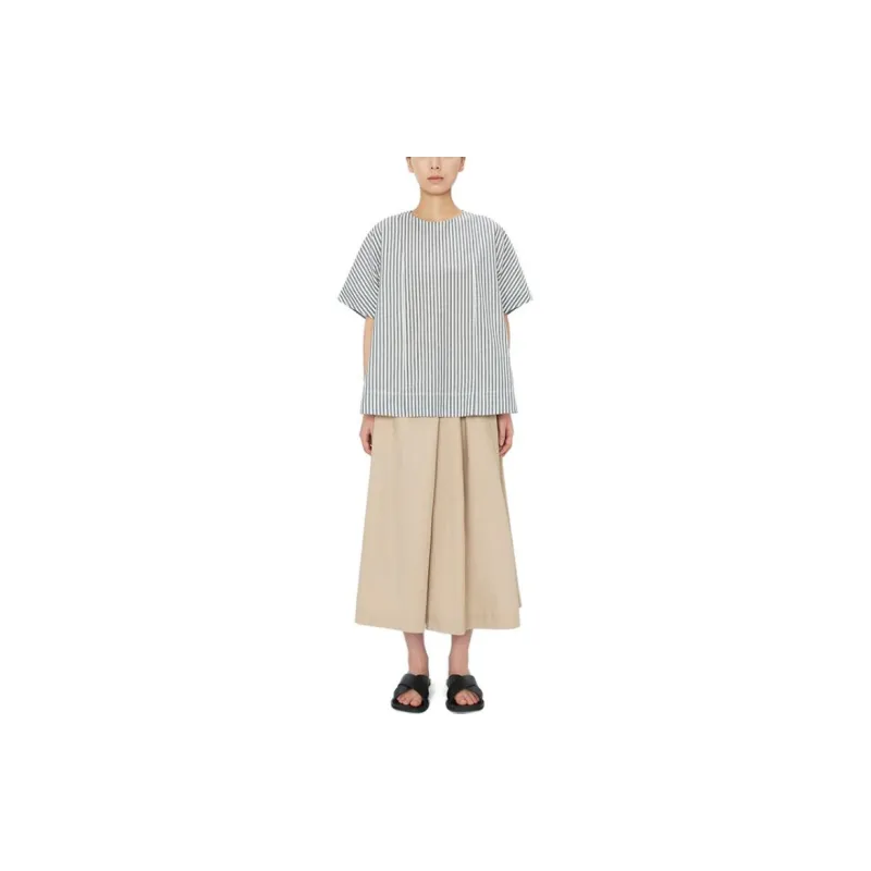 MUJI T Shirts Women's Black X Stripes-1
