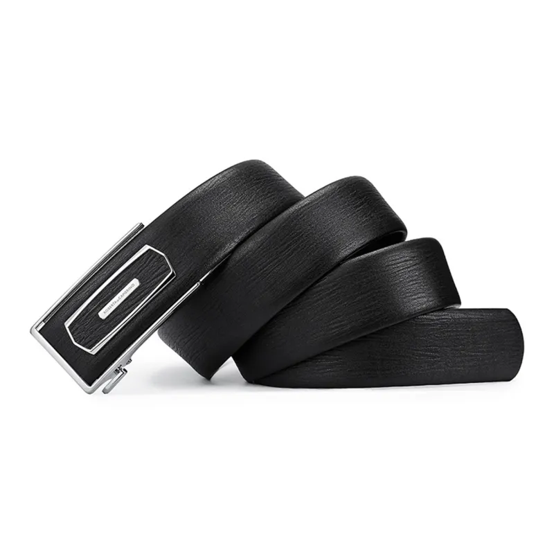 ROBERTA DI CAMERINO Cow Leather Belts Men's Black 3.45CM Writing A Greeting Card And Printing Photos-5