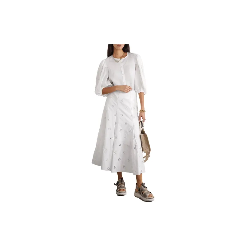 Chloé Broderie anglaise Poplin Skirt-2