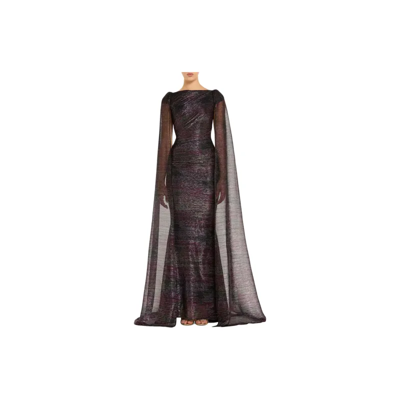 Talbot Runhof Cape Lurex effect Gown-1
