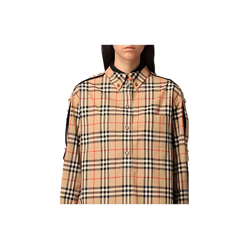 Burberry Oversized Check Shirt Beige-4