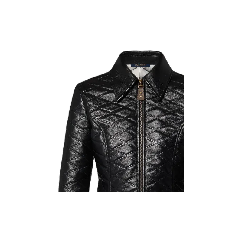 LOUIS VUITTON Cropped Malletage Leather Jacket-4