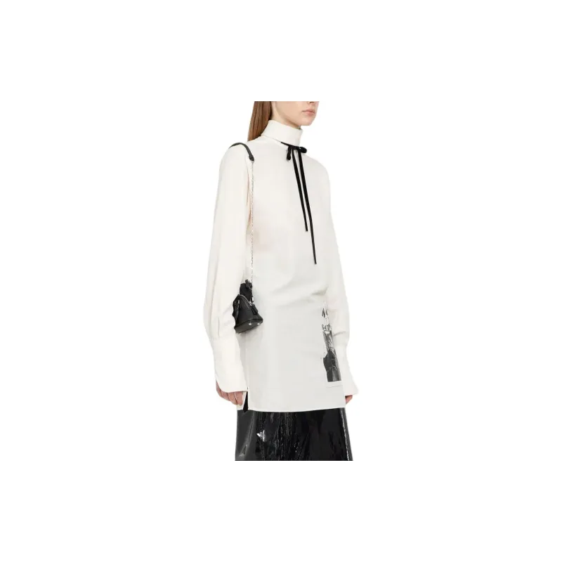Maison Margiela Invitation Graphic Printed Bow Detailed Shirt-3