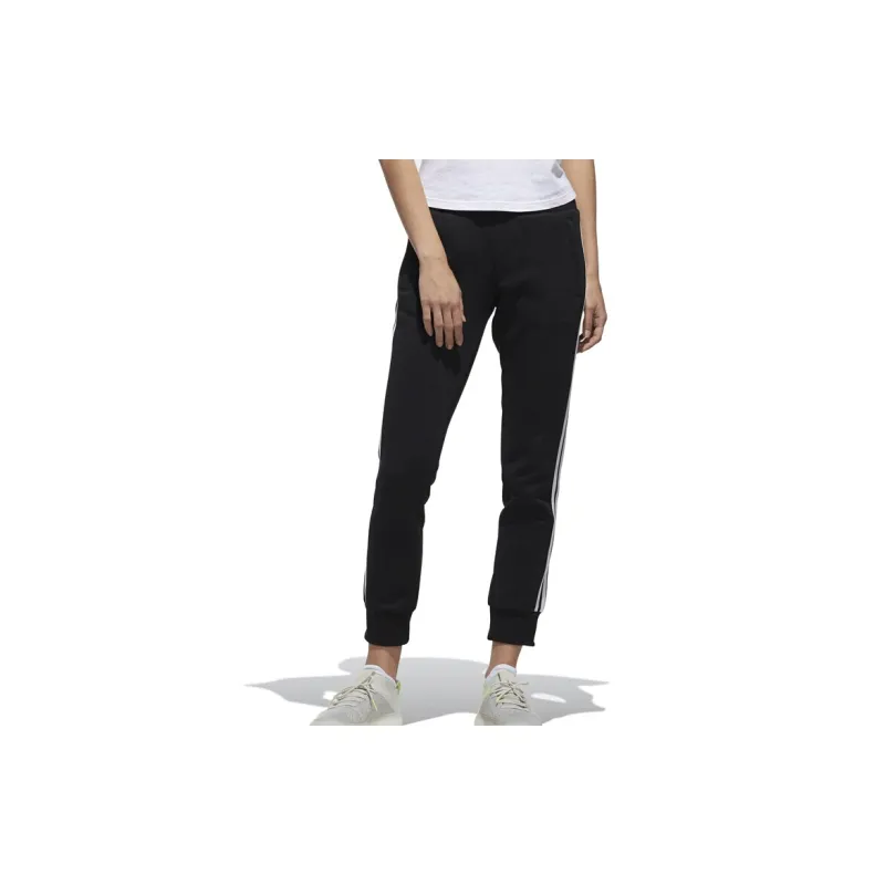 Adidas Knitted Sports Pants Women's Black White-2
