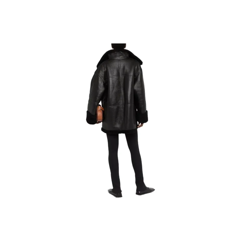 TOTEME Shearling trim Leather Jacket-2