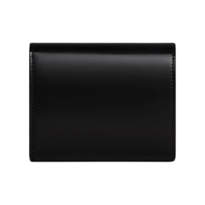 CELINE Lacquered Finish Cow Leather Wallet Small Size Women's Black-2