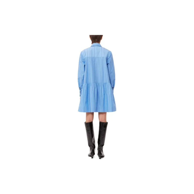 GANNI Long Sleeved Dresses Women's Silver Lake Blue-4
