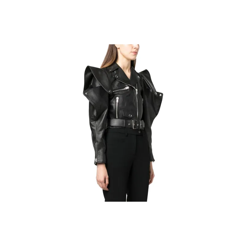 MOSCHINO Leather Jackets Women's Black-3