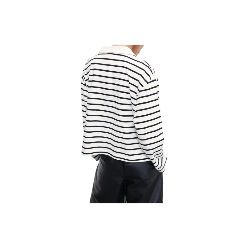 H&M Polo Shirt Women's White/Black Stripes-2
