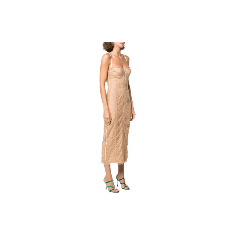 GUCCI GG lace Corset Midi Dress-2