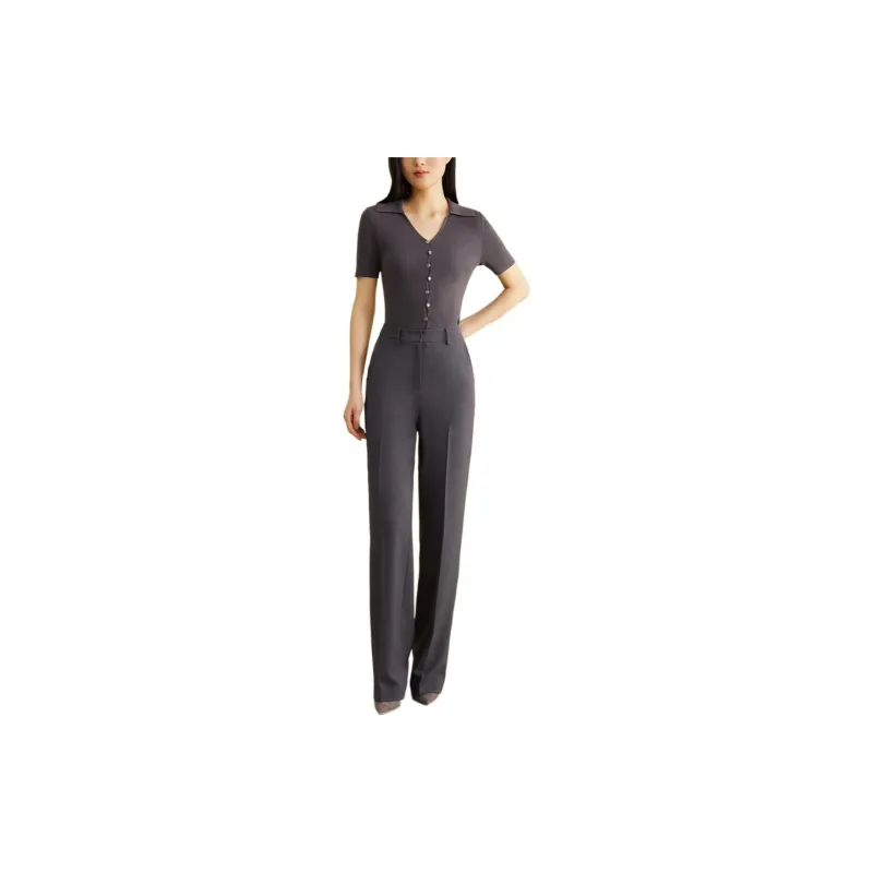 Yiner Casual Pants Women's Matte Gunmetal-1