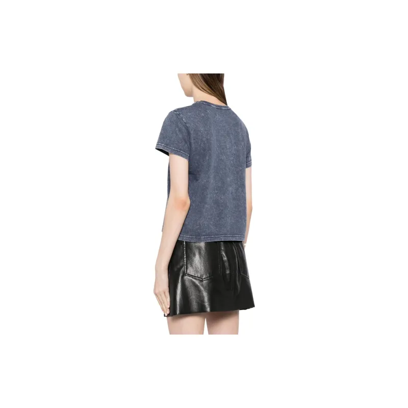Alexander Wang Essential Jsy Shrunk Puff Logo & Bound Neck Tee Acid Black Ice-2