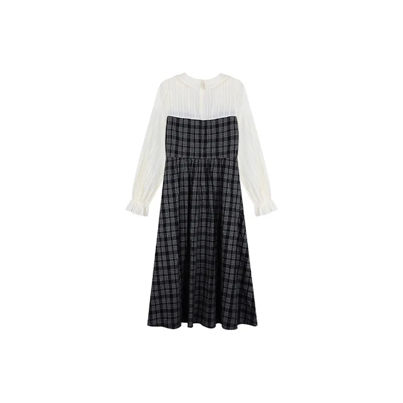 ARIADNAW STUDIO Long Sleeved Dresses Women's Black Plaid-1