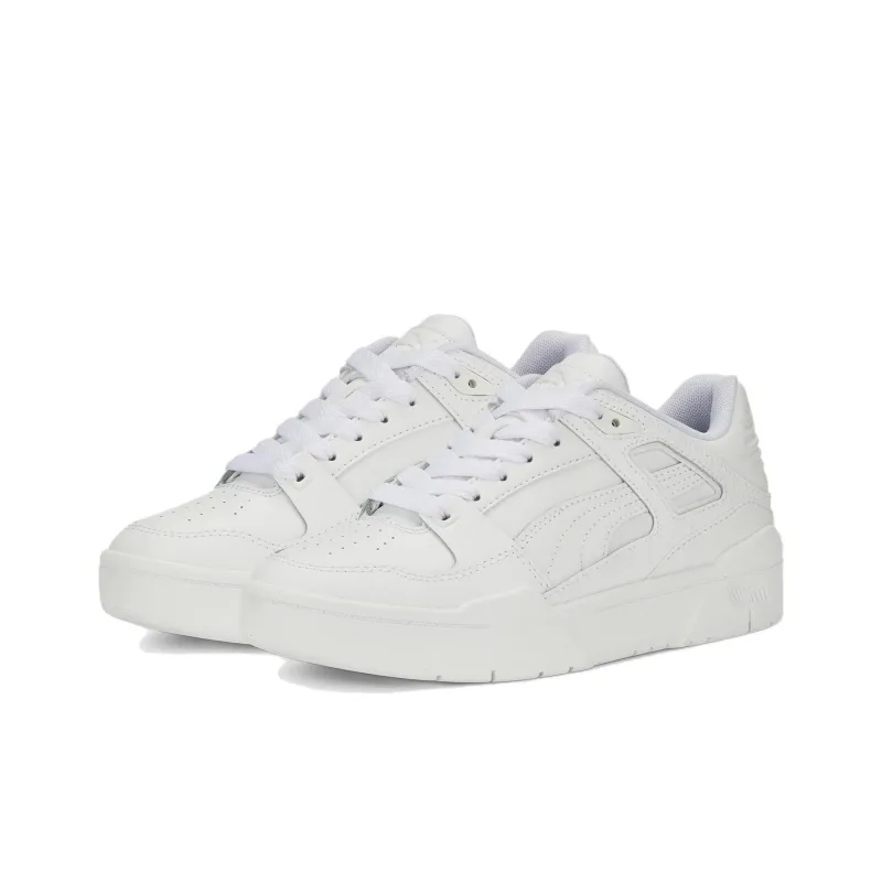 PUMA Slipstream Leather Wear resistant And Lightweight Low Top Kids' Skateboarding Shoes White Teenagers-2