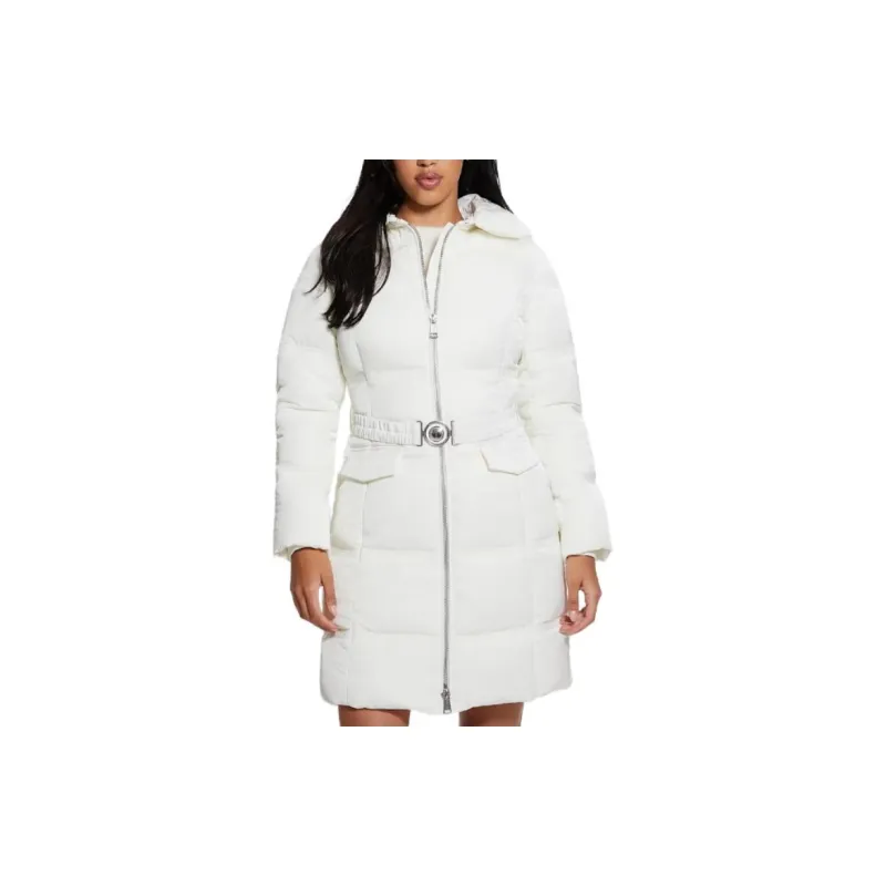GUESS Eco Marisol Belted Puffer Coat Jackets Coats Women's White-2