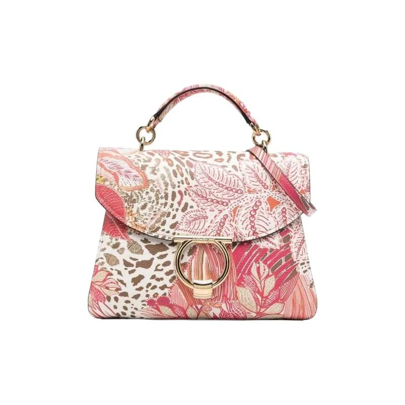 Ferragamo Margot Gancio Plant Print Shoulder Bag Multi-0