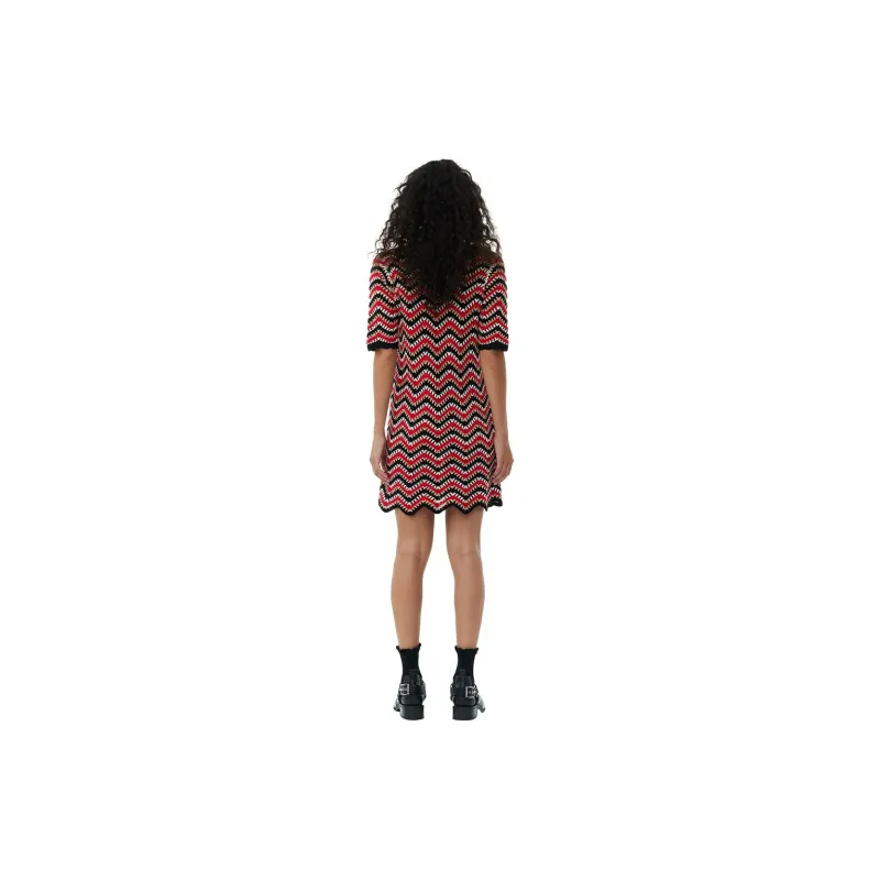 GANNI Wavey Detailed Crochet Mini Dress-4