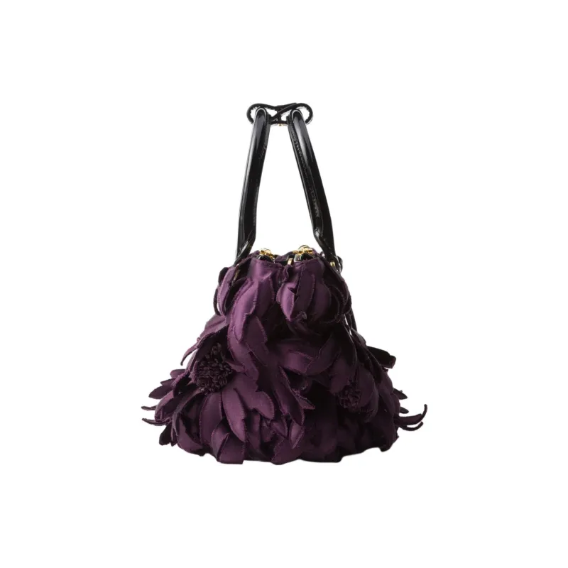 PRADA Galleria Killer Bag Fabric With Leather Shoulder Bag Crossbody Bag Handbag Mini Women's Plum Red & Black-2