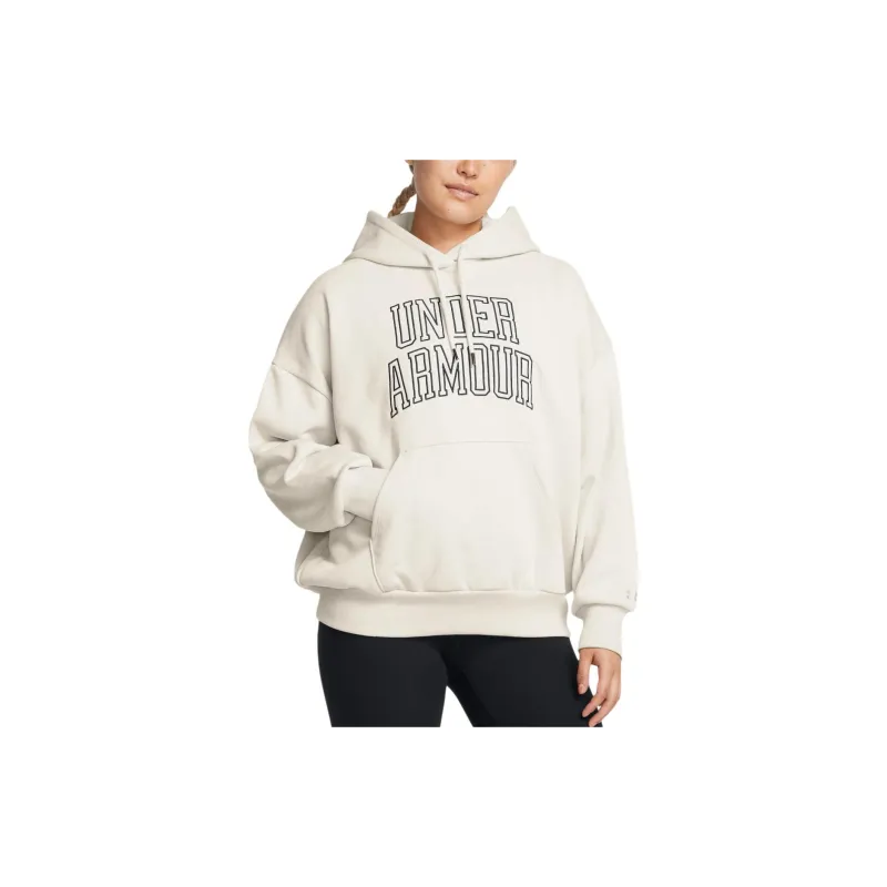 Under Armour Icon Heavyweight Terry Oversized Hoodie Sweatshirt Women's Summit White-2