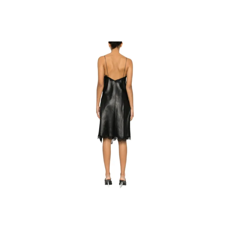 OFF WHITE Lace Detailed Strapped Midi Dress-1