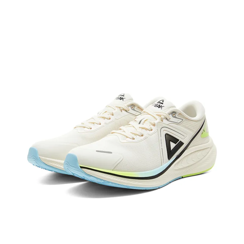 PEAK Cushioning Anti Slip Wear Resistant Support Balance Impact Resistant Rebound Low Top Running Shoes Men White Green-2