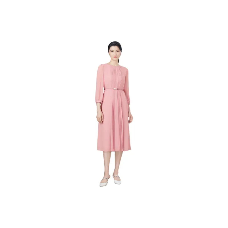 BBLLUUEE Long Sleeved Dress Women's Rose Pink-1
