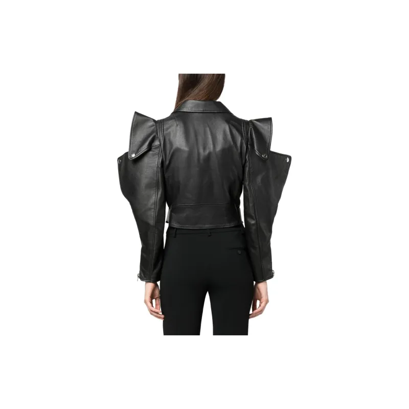 MOSCHINO Leather Jackets Women's Black-2
