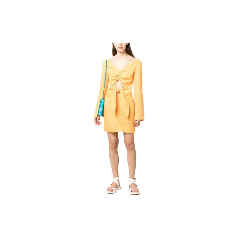 NANUSHKA Gilia Ruched Knot detail Minidress-1