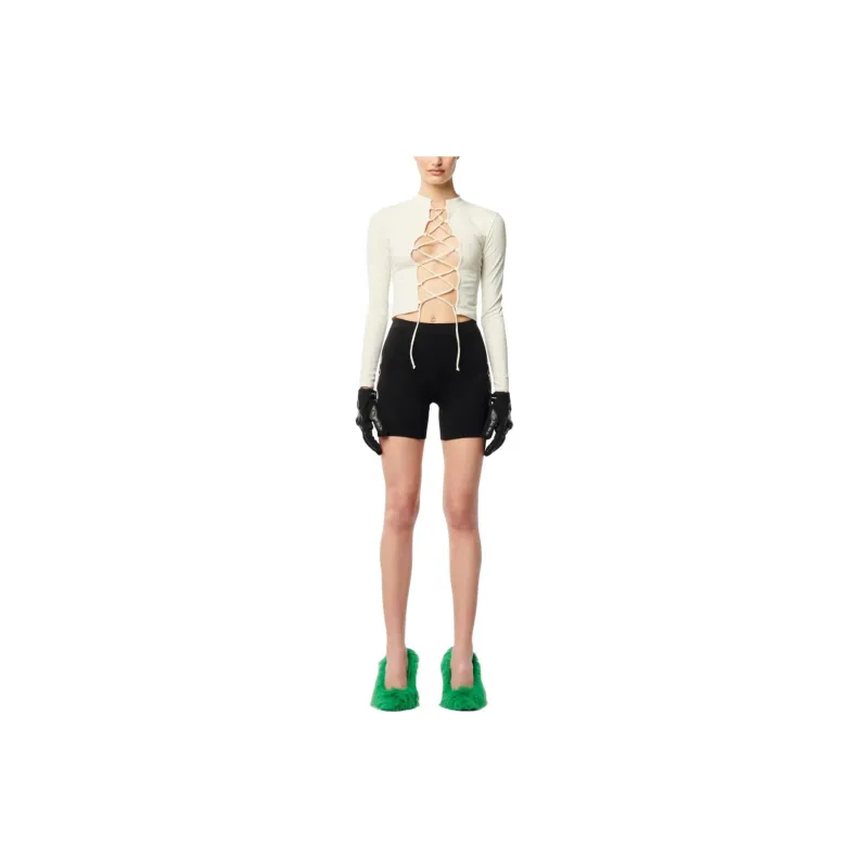 HERON PRESTON Lace up Crop Top-2