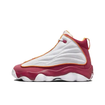 Jordan Pro Strong Slip Resistant Mid Top Children's Basketball Shoes White Red Teenagers