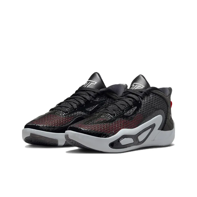 Jordan Tatum 1 'Old School' Abrasion Resistant Low Top Children's Basketball Shoes Black Gray Teenagers-2